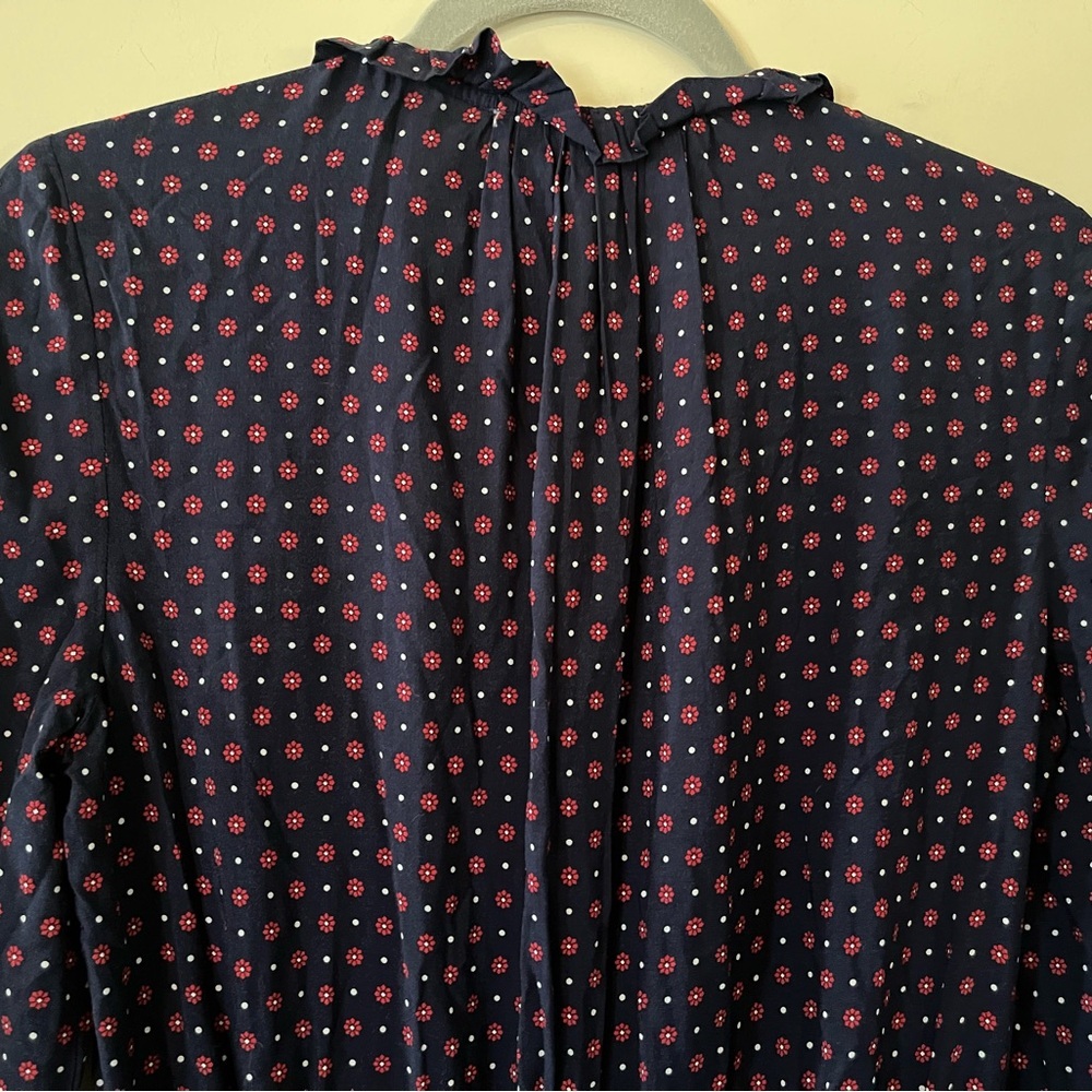 Draper James Navy with Red Flower Polka Dots Dress, Rayon Women’s size Small - Picture 3 of 15